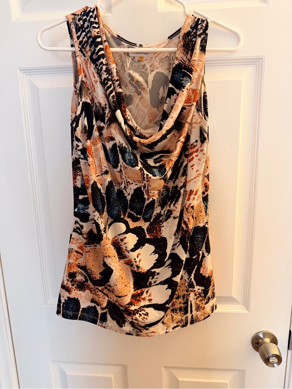 Calvin Klein Multicolor Draped Cowl Neck Sleeveless Top